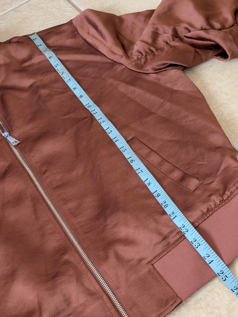 Express Rose Gold Satin Bomber Jacket Cinched Sleeves Size Medium - Picture 2 of 5
